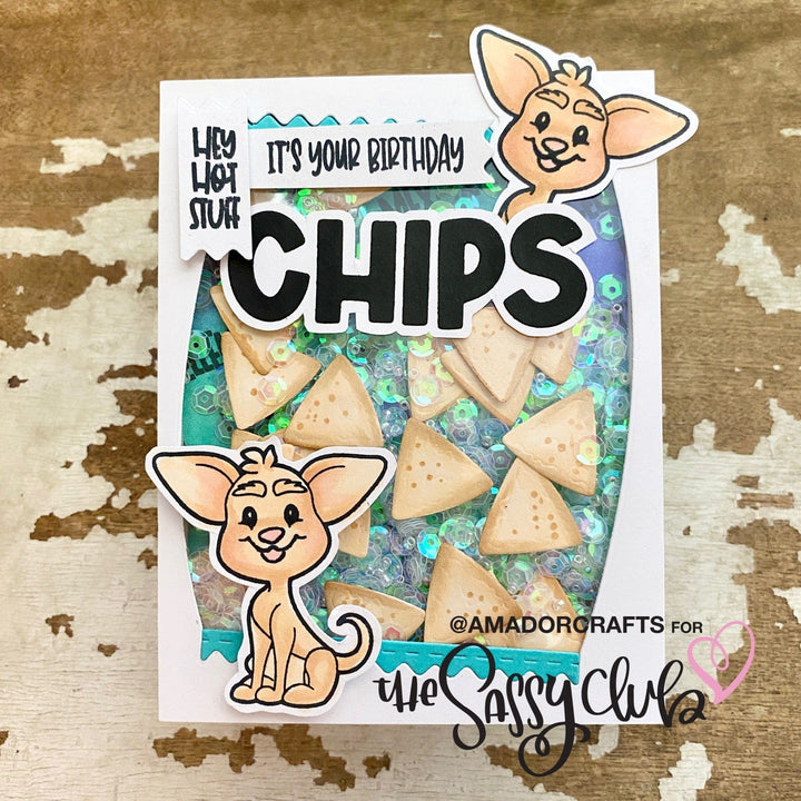 The Sassy Club die Chip Bag Die Clear Stamp for Card Making