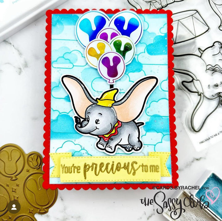 The Sassy Club die Gold Foil Park Baloons Plate + Die Combo Clear Stamp for Card Making