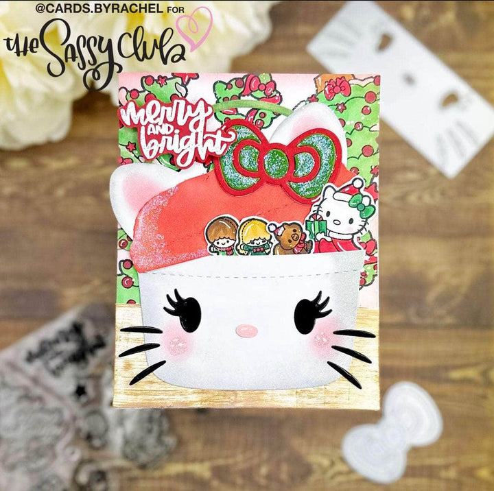 The Sassy Club die Kittie Add-On Die (Candy Bucket) Clear Stamp for Card Making