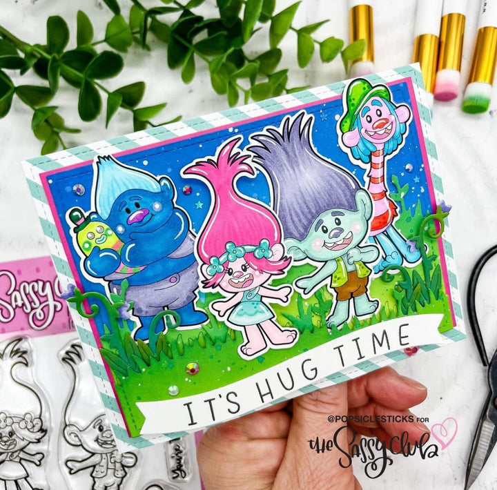 The Sassy Club LLC Planner Stamps Trolls of Fun Clear Stamp for Card Making