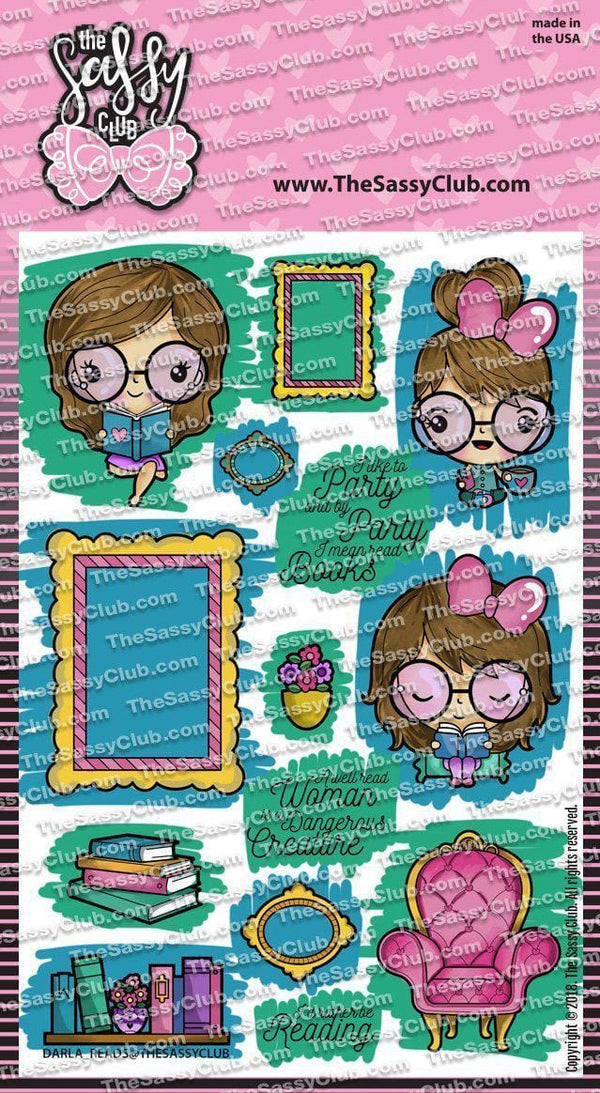 The Sassy Club Clear Stamps Darla Reads Clear Stamp for Card Making