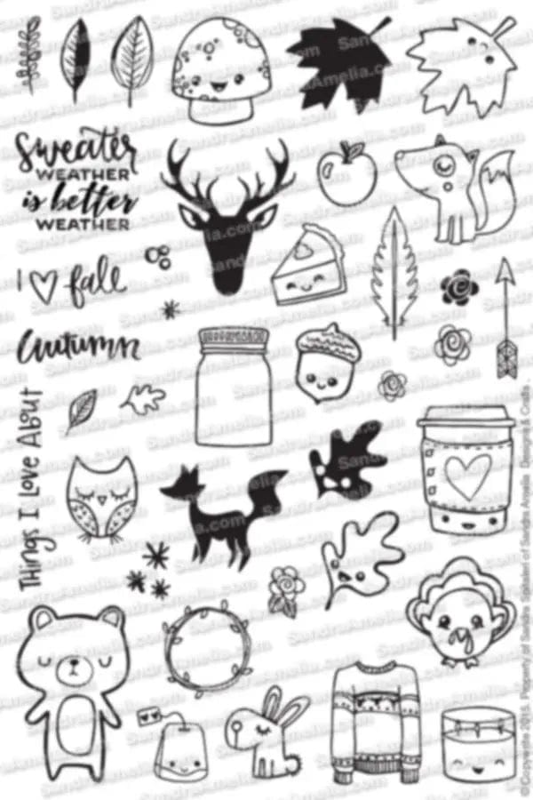 The Sassy Club Clear Stamps Fall Planner Doodles Clear Stamp for Card Making