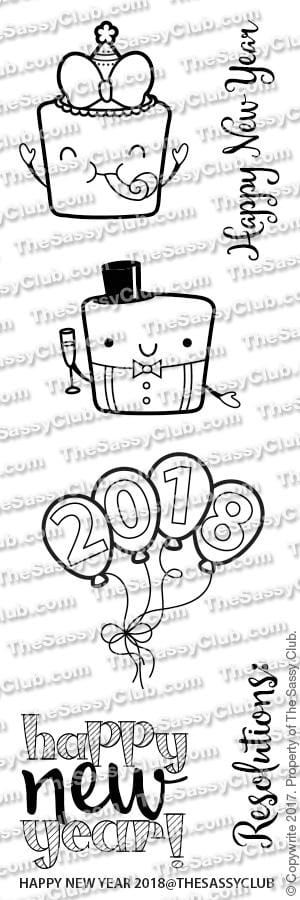 The Sassy Club Clear Stamps Happy New Year Clear Stamp for Card Making