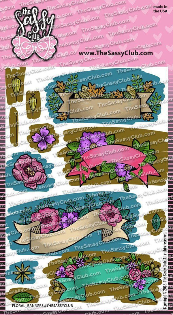 The Sassy Club Floral Banners Clear Stamp for Card Making