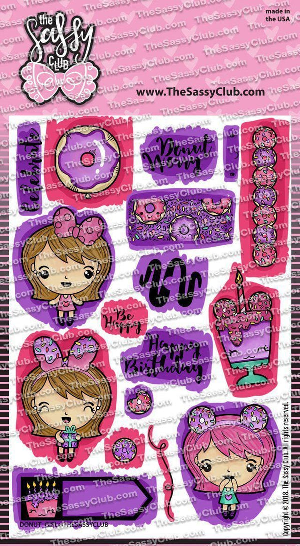 The Sassy Club LLC Clear Stamps Donut Girl (Retiring) Clear Stamp for Card Making