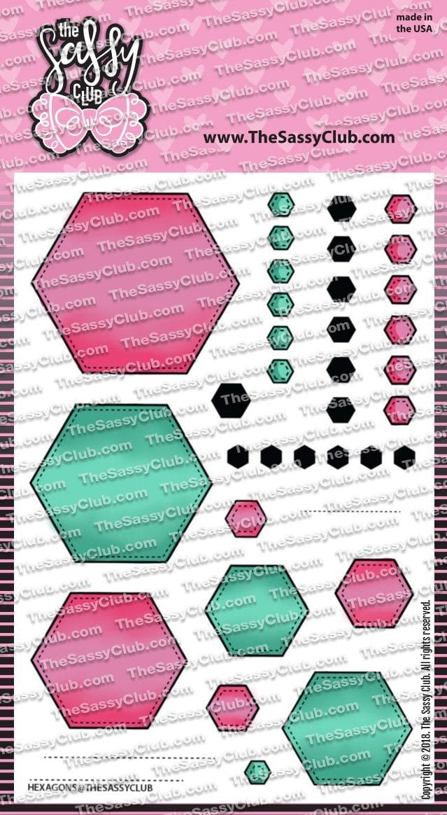 The Sassy Club LLC Planner Stamps Stitched Hexagons Clear Stamp for Card Making