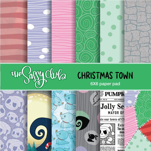 The Sassy Club Paper Pad Christmas Town Paper Pad Clear Stamp for Card Making